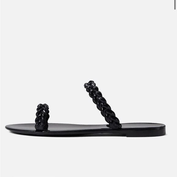 Stuart Weitzman Braida Sawyer Jelly Sandals Sz 6 Black - Picture 2 of 4